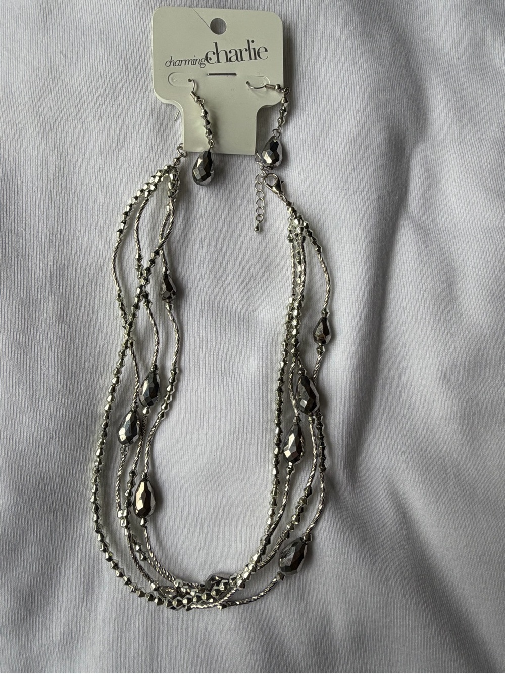 Charming Charlie Silver-Tone Layered Beaded Necklace